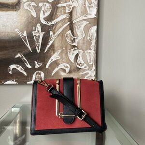 Guess by Marciano Black and Red Crossbody Bag